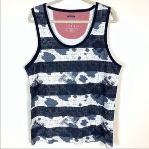Men's Triple Fat Goose Blue Striped Tank Top Med